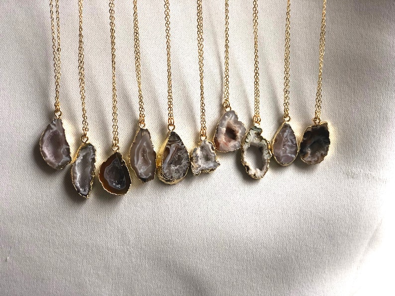 Mini Agate Druzy Geode Necklace