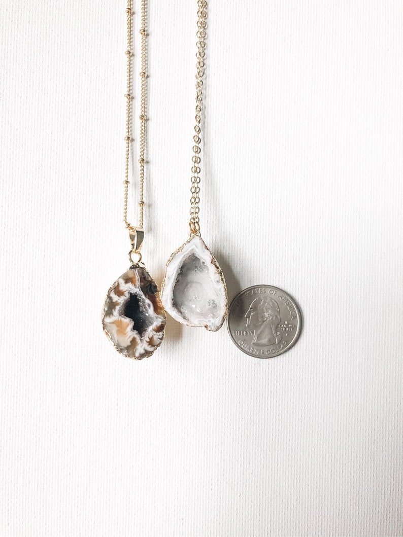 White or Brown Geode Stone Necklaces