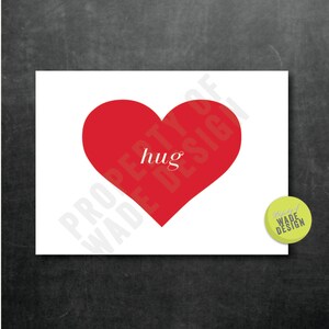 Valentine&#39;s Art Print - Hug Heart - Printable Digital Wall Art Poster