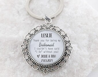 Bridesmaid Keychain Gift, Bridal Party Maid of Honour Honor | Flowergirl Bridal Party Thank you Keyring Bridal Gifts Wedding Keyring