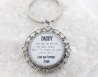 Custom Father of the Bride Keychain Gift, Daddy's Little Girl - Fathers Day, Dad, Keyring, Daddy, Bridal Gift Wedding Gifts Keyring Father