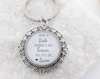 Custom Father of the Bride Keychain Gift, Daddy's Little Girl - Fathers Day, Dad, Keyring, Daddy, Bridal Gift Wedding Gifts Keyring Father