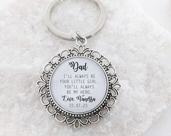 Custom Father of the Bride Keychain Gift, Daddy's Little Girl - Fathers Day, Dad, Keyring, Daddy, Bridal Gift Wedding Gifts Keyring Father