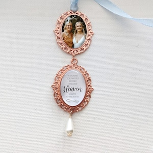 Silver, Antique Gold or Rose Gold, Single, Double Wedding Bouquet Photo Memory Charm Bridal Party Gift Keepsake Momento, Bride, Engagement