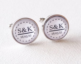 Personalised Cufflinks - Father of the Bride/Father of the Groom/Groomsman/Groom - Bridal Cufflinks, Initials, Photo Cufflink | Best Man