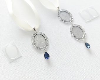 DIY Oval Bouquet Memory Frame Charm Photo Bride Wedding Bridal | Blank Photo Frame | Bride Charms | Flowers | Bouquets - Something Blue Pin