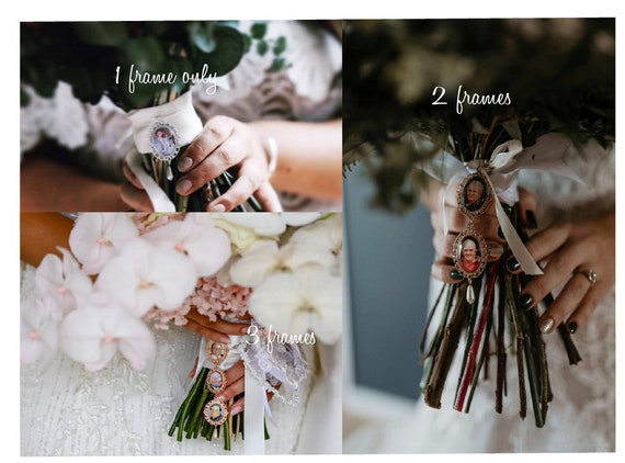 Photo Bouquet Charms in Gold Single, Double, Triple Wedding