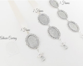 DIY Oval Bouquet Memory Frame Charm Photo Bride Wedding Bridal | Blank Photo Frame | Bride Charms | Flowers | Bouquets - with Angel Brooch
