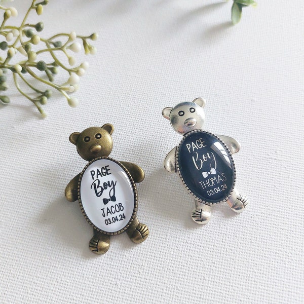 Ring Bearer Pin| Page Boy Pin Gifts - Ring Bearer Gift- Ring Bearer Bear- Ring Bearer Keepsake | Wedding Gifts Bridal Party Gifts Boy