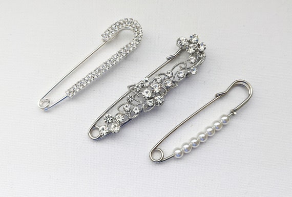 Safety Rhinestone Pins Bouquet Pins, Bridal Bouquet Pins, Kilt Pin, Bling  Bouquet Charms, Lapel, Brooch, Pearls, Rhinestones Add On 