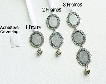 DIY Oval Bouquet Memory Frame Charm Photo Bride Wedding Bridal | Blank Photo Frame | Bride Charms | Bouquets - Silver or Bronze with Cover