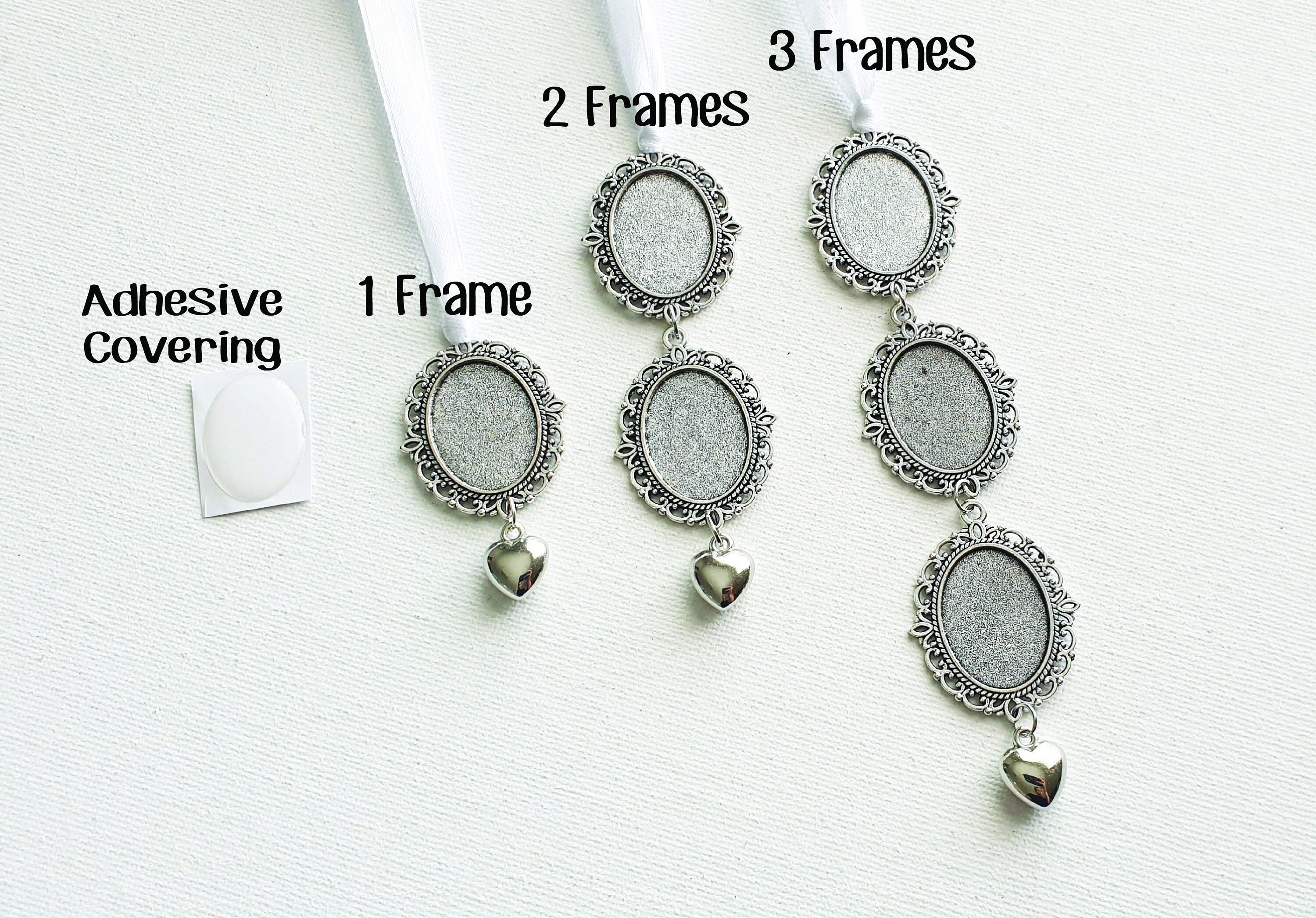 DIY Oval Bouquet Memory Frame Charm Photo Bride Wedding Bridal | Blank Photo Frame | Bride Charms | Bouquets - Silver or Bronze with Cover