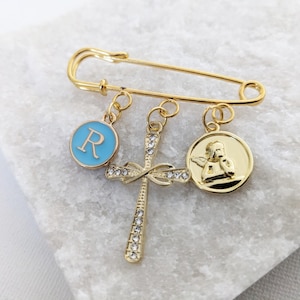 Guardian Angel Personalised Baby Protection | Christening| New Born Baby Gift Cross Personalized Gold Pin |Baby Brooch| Baptism Shower Bride