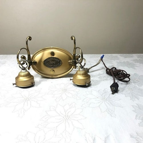 Vintage shops S.S. Grand River 1873 Saint Louis Hanging Two Lights Brass Wall Sconces
