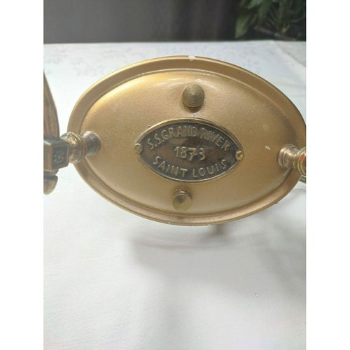 Vintage shops S.S. Grand River 1873 Saint Louis Hanging Two Lights Brass Wall Sconces