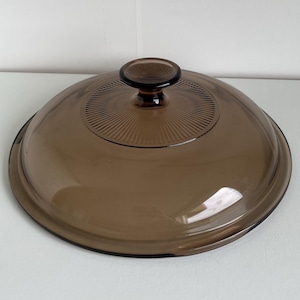 Vintage Pyrex Purple Smoky Glass 8&quot; Lid - Pyrex Glass Round 8 inch Casserole Dish Lid - Purple Smokey Glass Pyrex Visions Casserole Lid Only
