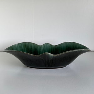 Blue Mountain Pottery Planter  - Glazed Canadian Art Pottery Catchall Dish - Turquoise Green and Black BMP Mid Century Trinket Dish