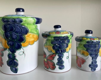 Himark Celina Signed Ceramic 3pc Kitchen Canister Set Made in Portugal