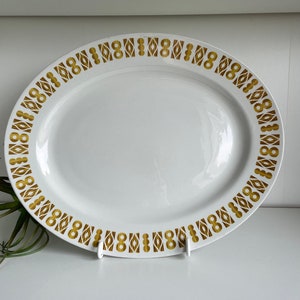 Vintage Heath Pottery Oval Fleischplatte 12,25 '' - Heath England Russel Food Equipment Canada MCM Geometrisches Muster Resturantware Platte