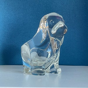 Vtg Sasaki Crystal Art Glass Dog Puppy Hound Open Nut Candy Dish Trinket Bowl