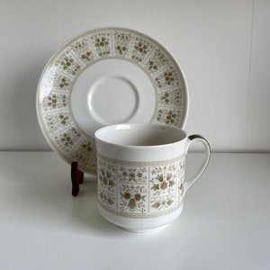 Royal Doulton Samarra Teacup & Saucer - Vintage 1960&#39;s Mid Century Modern Green Floral Teacup With Saucer