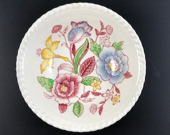 Johnson Bros 6" Cereal Bowl - English Bouquet Floral Fruit Bowl - Red Transferware