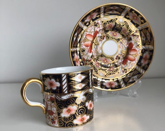 Royal Crown Derby Demitasse Cup & Saucer - English Bone China - Imari Pattern Espresso Can Cup and Saucer