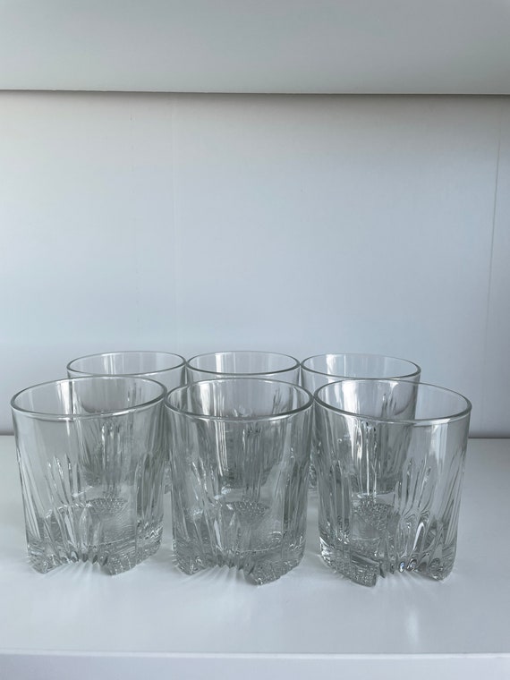 6 Vintage Italian Drinking Glasses Clear Glass Lowball Whiskey Glasses  Italy Bormioli Rocco Selecta 