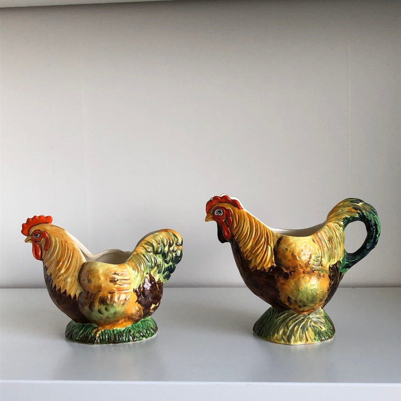 Vintage Rooster Cream & Sugar Set Royal Winton Grimwades Etsy
