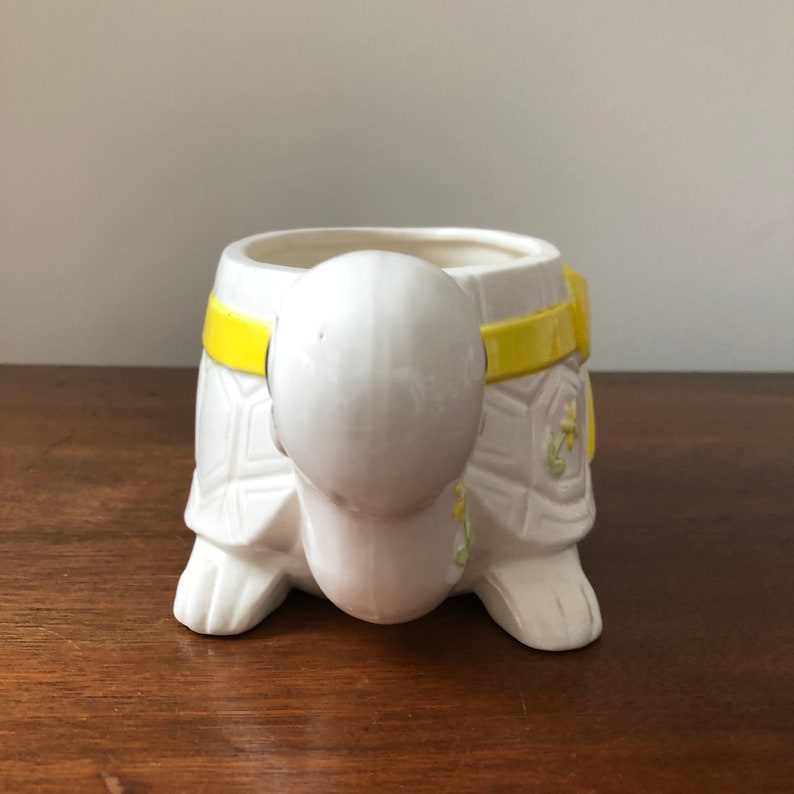 Japan Nursery Planter Vintage Anthropomorphic Turtle With Yellow Bow Planter
