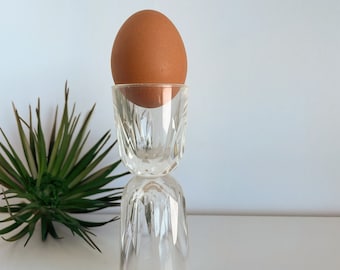 Glass Double Sided Egg Cup - Thick Clear Glass Egg Holder
