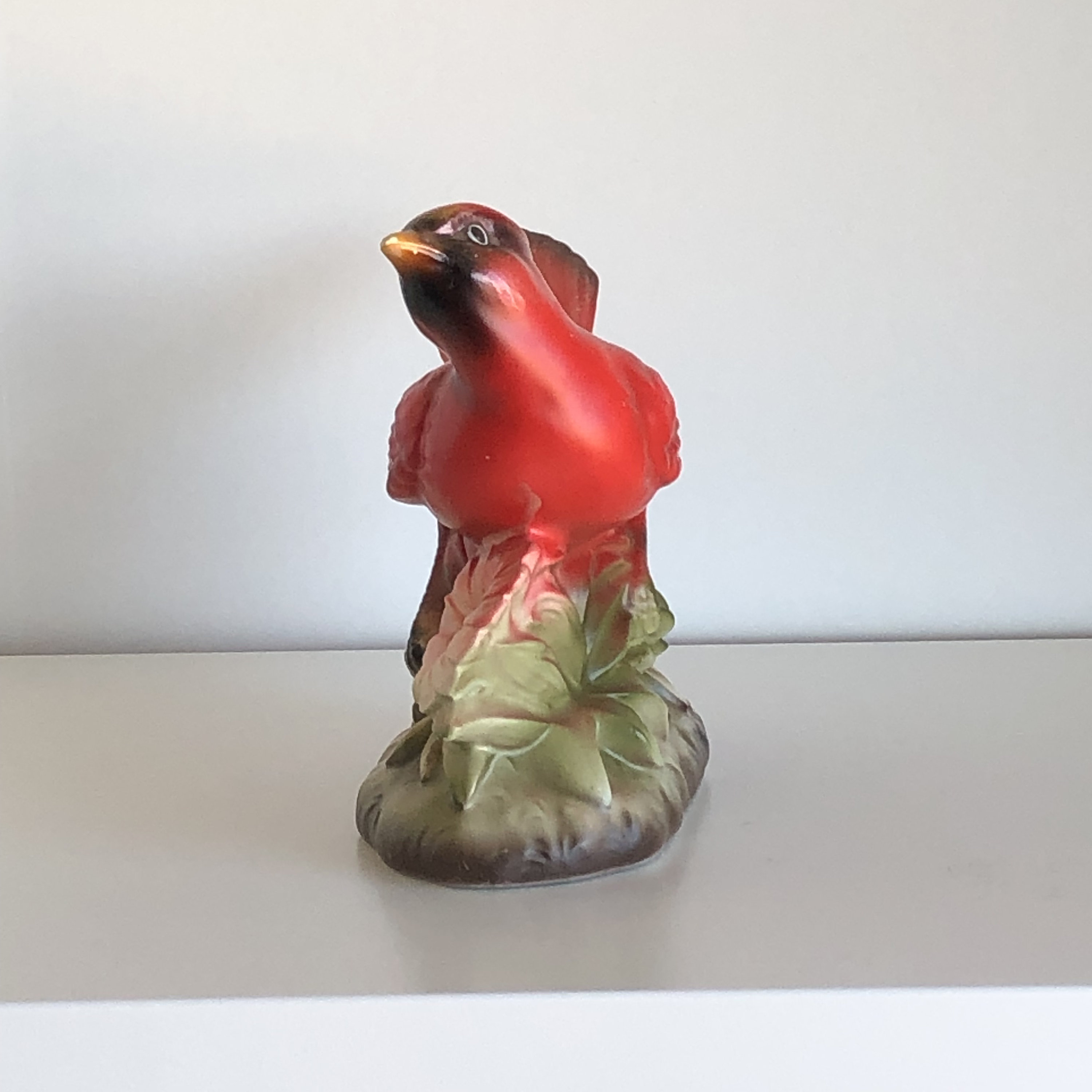 Vintage Cardinal Figurine Cardinal With Flowers Japan Inarco Etsy