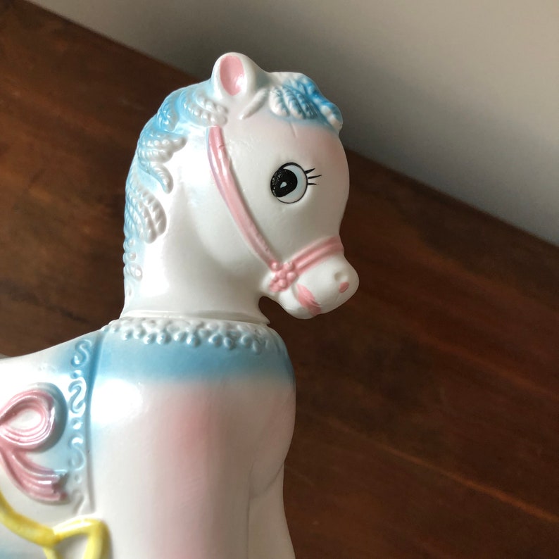 Indoor Plant Pot 5676 Napco Japan Vintage Rocking Horse Pony Planter Vase Pink /& Blue Nursery