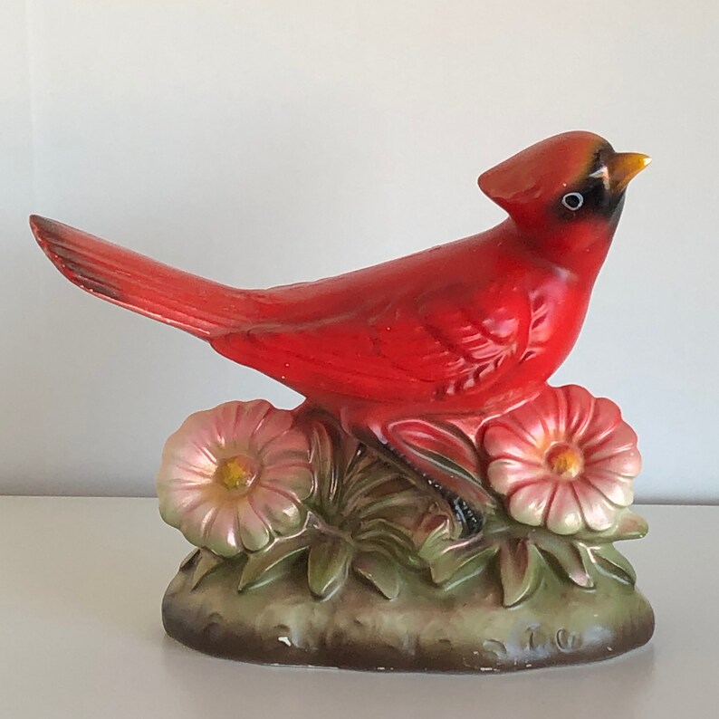 Vintage Cardinal Figurine Cardinal With Flowers Japan Inarco Etsy Ireland