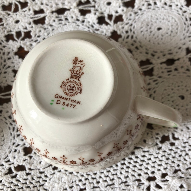 Vintage Royal Doulton Teacup /& Saucer Grantham Brown Transferware English China AS IS