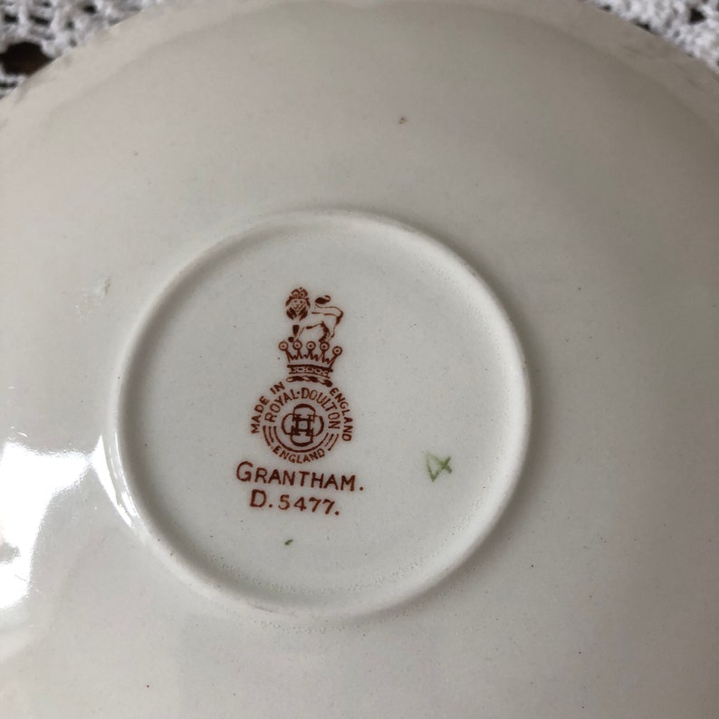 Vintage Royal Doulton Teacup /& Saucer Grantham Brown Transferware English China AS IS