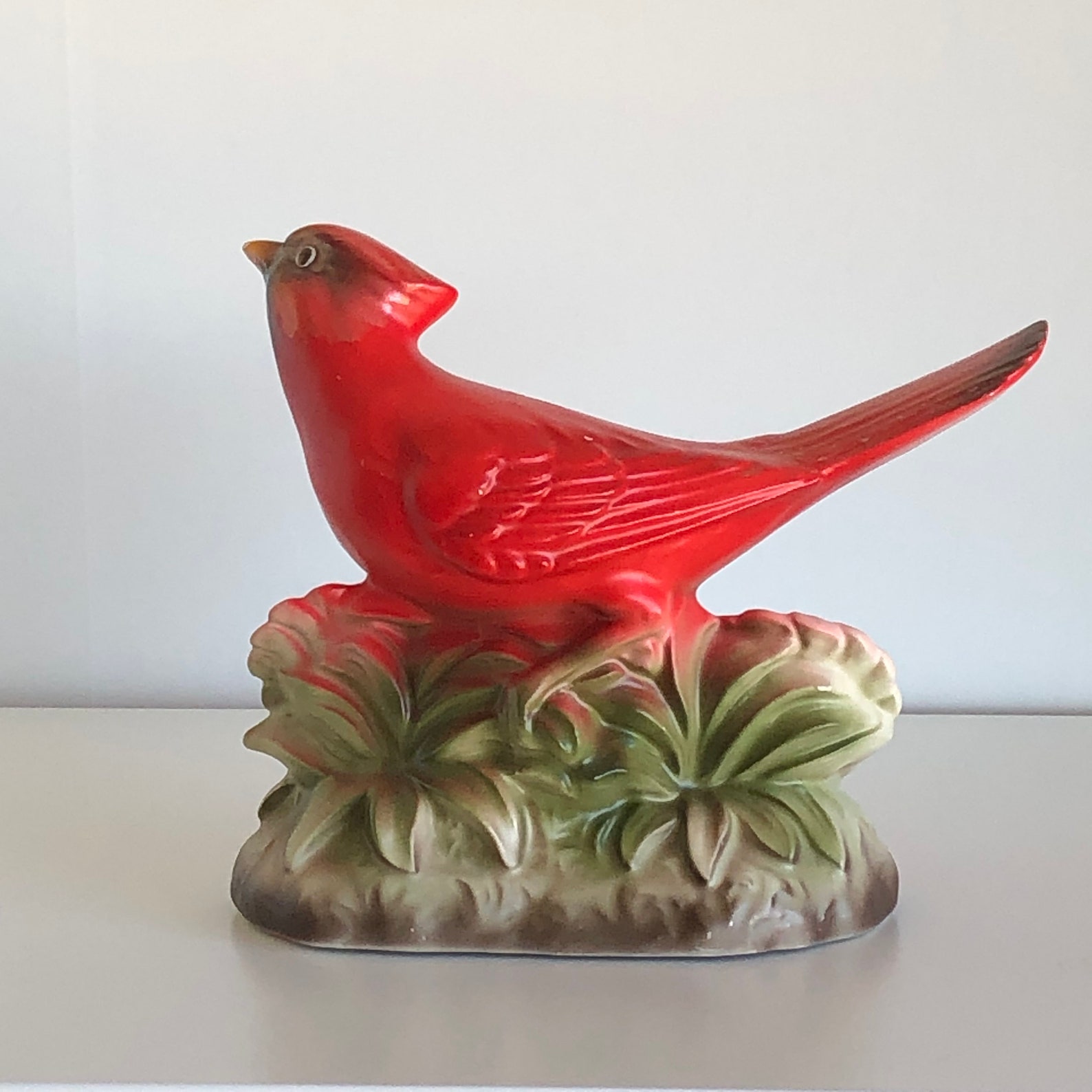 Vintage Cardinal Figurine Cardinal With Flowers Japan Inarco Etsy Ireland