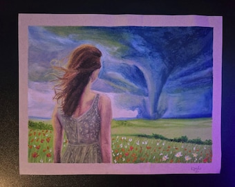 Calm Before The Storm, oil pastel painting