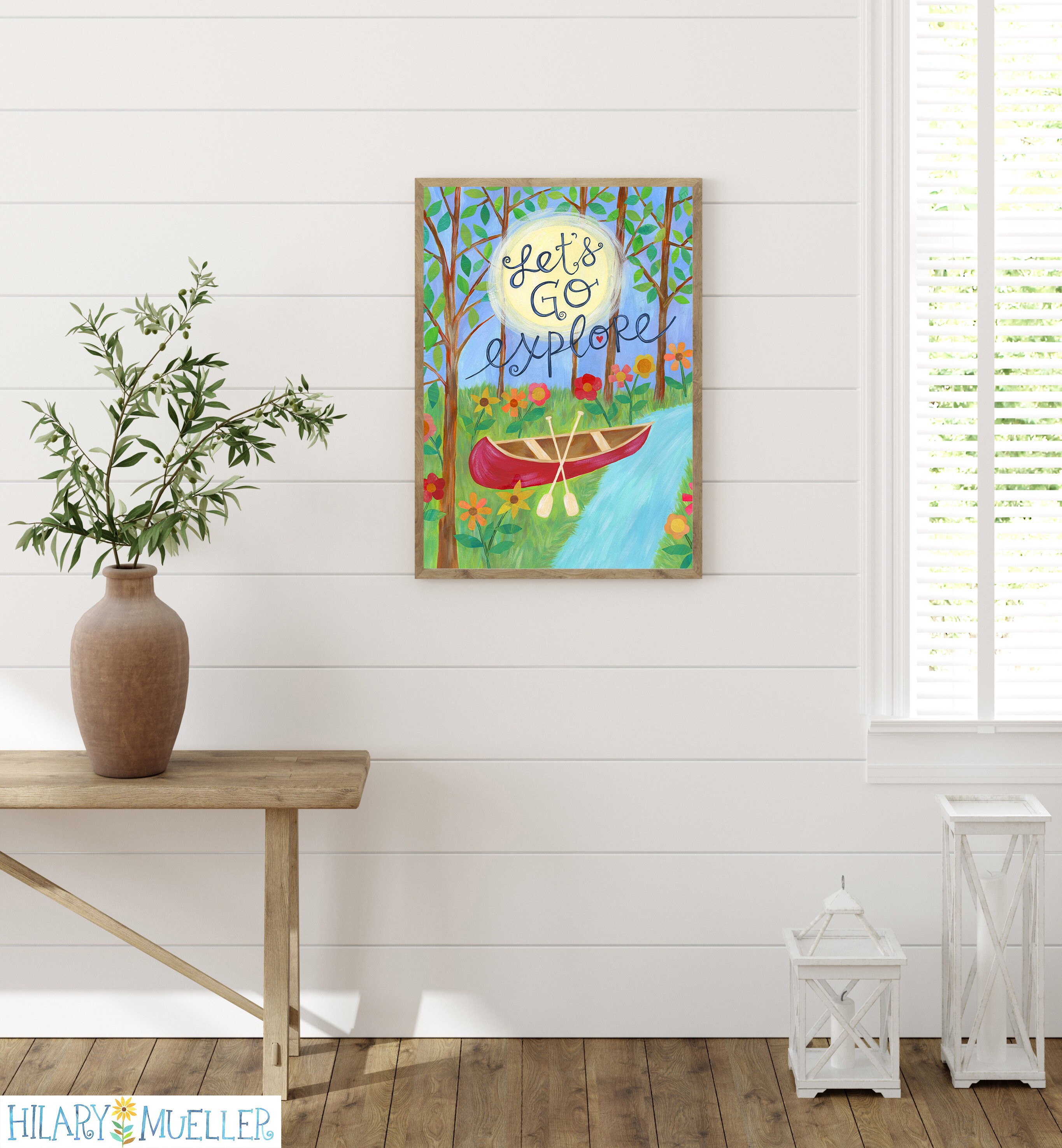 Canoe Wall Art Red Canoe Print Lets Go Explore Explore Art - Etsy UK