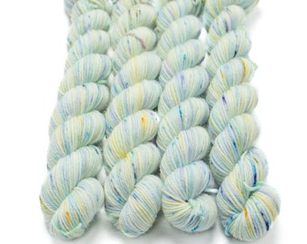 Mini Skein Sock Yarn, Hand Dyed, Speckled Sock Yarn, Superwash Merino Nylon Fingering Weight 20g, Staple Sock - Fairy Bottom Burps