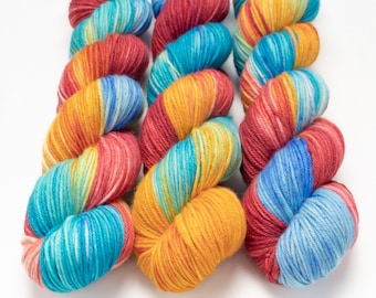 MCN DK Yarn, Hand Dyed, Superwash Merino Cashmere Nylon, Double Knitting Weight, Bliss MCN dk, 100g 231 yds - Grab Your Beach Towel *InStock