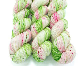 Worsted Weight Yarn, Hand Dyed, Speckled, Superwash Merino, Hand Dyed Yarn 100 g/218 yds, Worsted Yarn- Fa La La La La