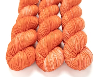 MCN DK Yarn, Hand Dyed Semi Solid, Superwash Merino Cashmere Nylon, Double Knitting Weight, Bliss MCN dk, 100g 231 yds - Papaya *In Stock