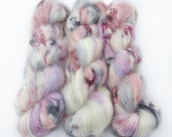 Mohair Silk Yarn, Hand Dyed, Speckled, Kid Silk Lace Weight, Brushed Mohair 50 g, Dandelion Mohair - Unicorn Farts