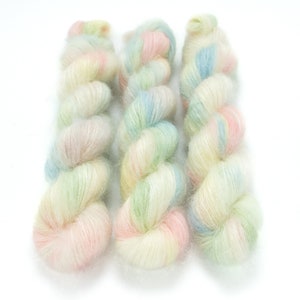 Mohair Silk Yarn, Hand Dyed, Pastel Rainbow, Tonal, Kid Silk Lace Weight, Brushed Mohair 50 g, Dandelion Mohair - Spring Has Sprung