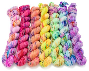 Ah Collection - Mini Skein Set - Sock Yarn, Hand Dyed, (7) 20g Mini Skeins or (1) 20g Mini Skein, Fingering Weight, Staple Sock