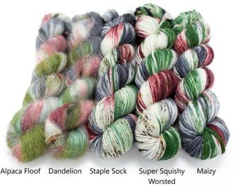 Christmas Jammies - Choose your base - Sock, Worsted, MCN, Alpaca, Super Bulky, Sport, Mohair, Singles, Sparkle Sock