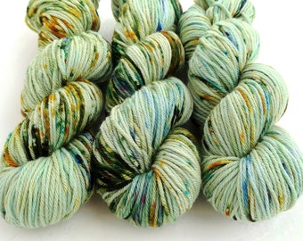 Worsted Weight Yarn, Hand Dyed, Speckled, Superwash Merino, Hand Dyed Yarn 100 g/218 yds, Worsted Yarn- Lichen *In Stock
