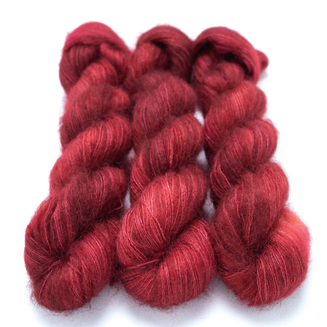 Mohair Silk Yarn, Hand Dyed, Tonal, Jewel Tone, Semi Solid, Kid Silk