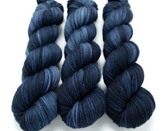 Worsted Weight Yarn, Hand Dyed, Superwash Merino, Semi Solid, Tonal Hand Dyed Yarn 100 g, 218 yds, Worsted Yarn - Deep Sea